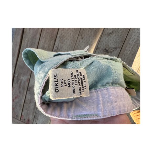 Woolco Mint Green Capri Pants Pink Embroidery Trim 100% Cotton Sz 5 - Picture 4 of 7